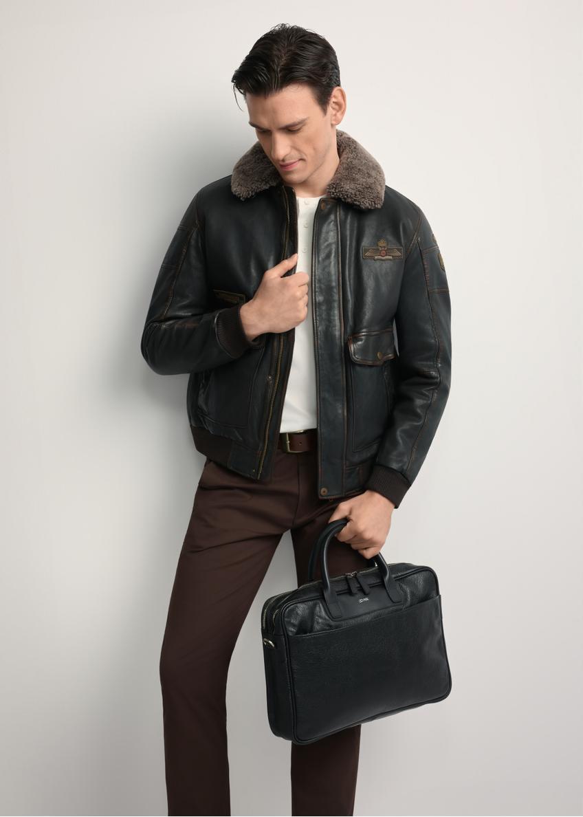 Black leather men's bag TORMS-0299A-99(Z25)