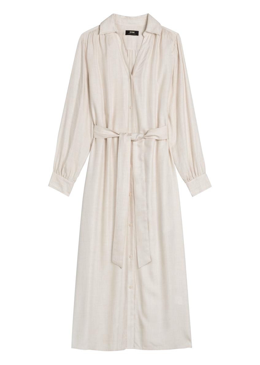 Light beige women's midi dress SUKDT-0269-1A(W26)