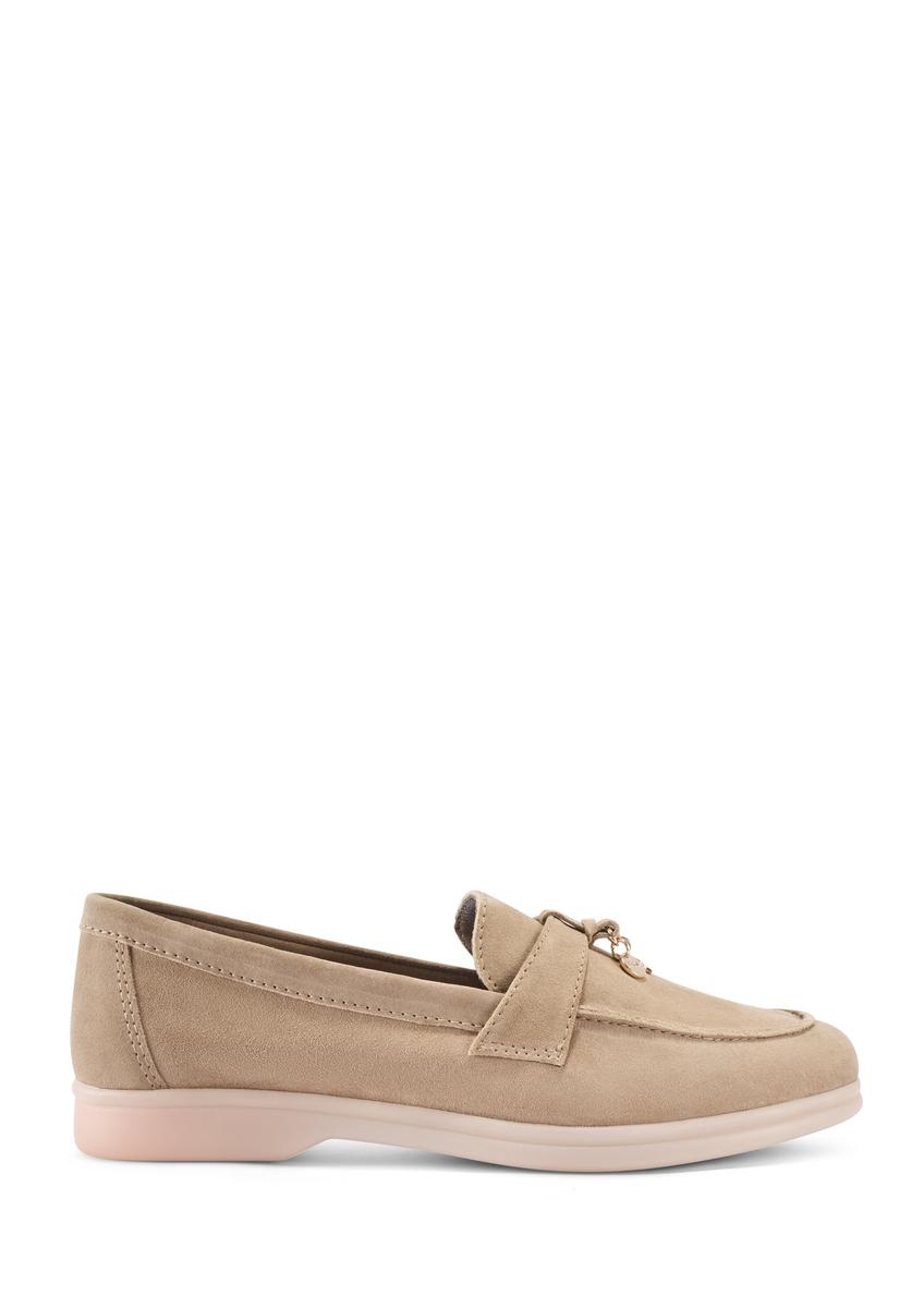 Beige leather women's moccasins BUTYD-1256-1B(W26)