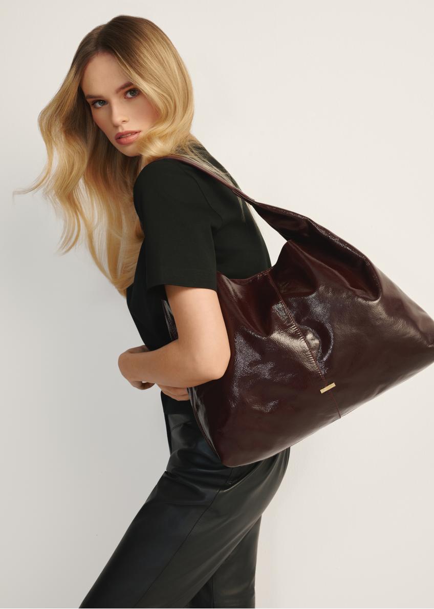 Large burgundy leather women's handbag TORES-1179-49(Z25)