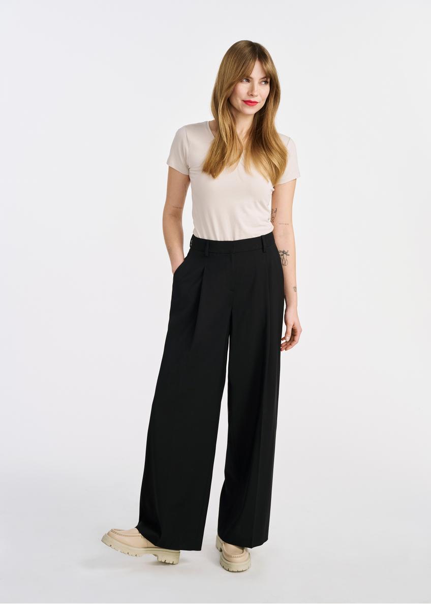 Black wide women's trousers SPODT-0103-99(W25)-01