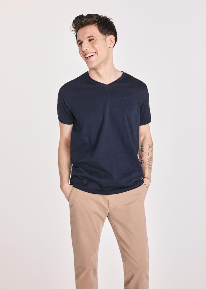 Navy blue basic men's T-shirt with logo TSHMT-0088-69(W25)-01