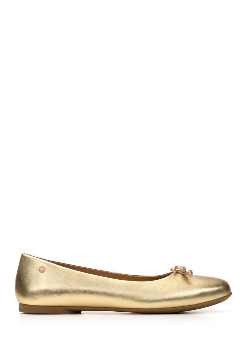 Women's gold leather ballet flats BUTYD-1248-2X(W26)