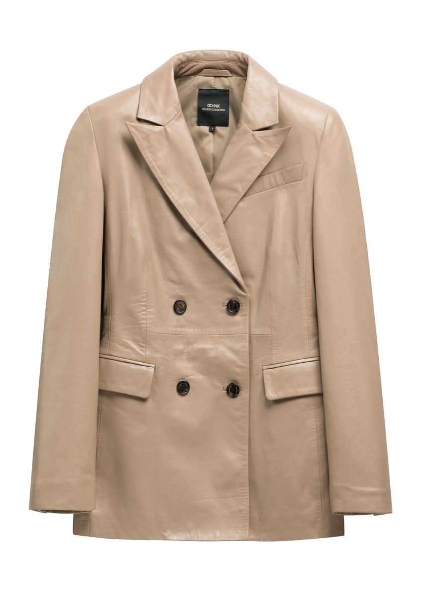 Beige women's leather jacket KURDS-0647-1K(Z26)