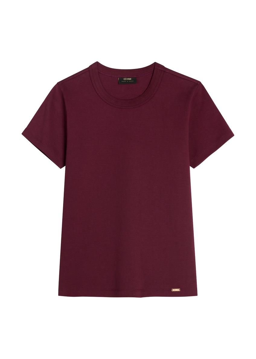 Burgundy cotton women's T-shirt TSHDT-0144-4D(Z26)