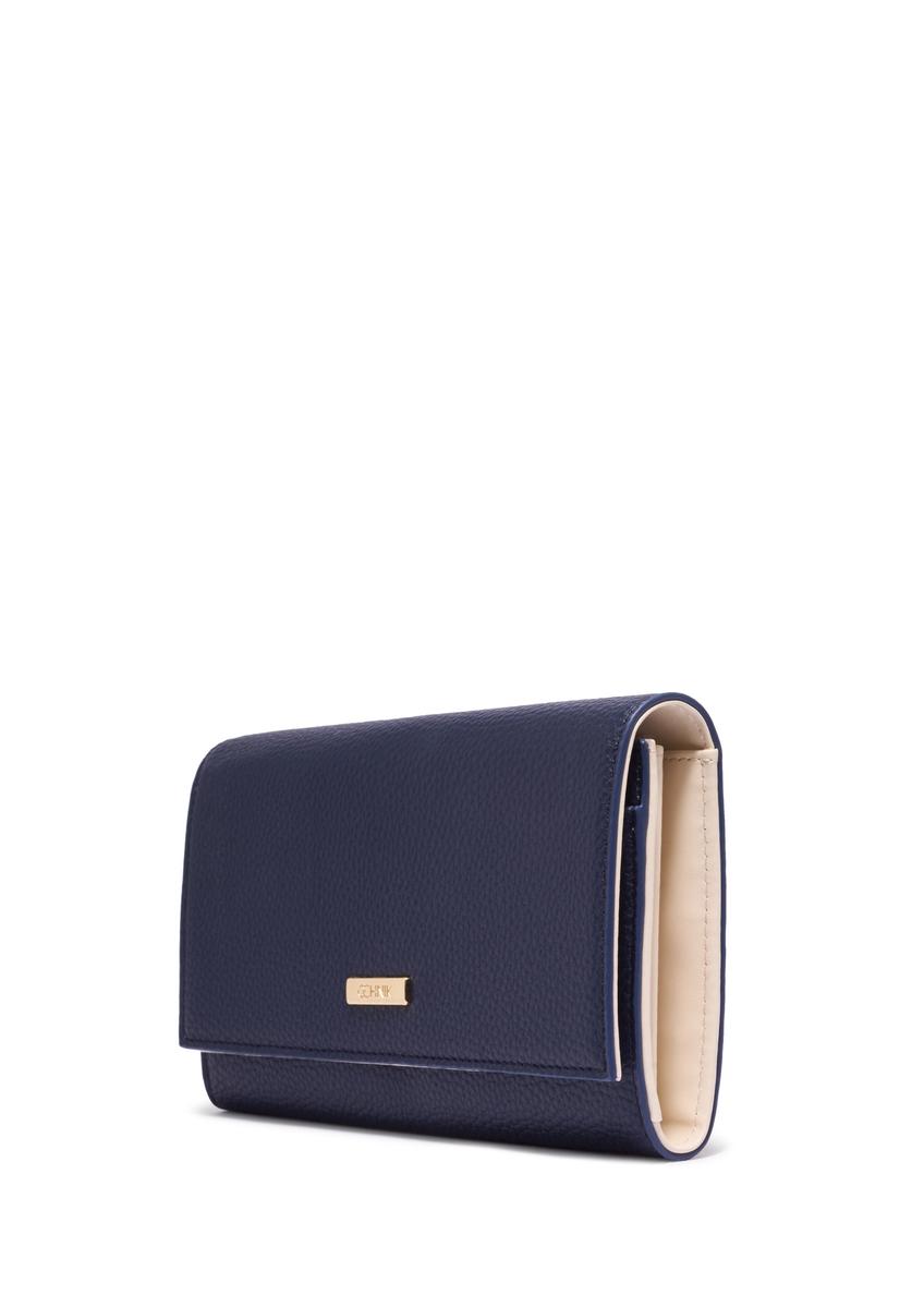 Navy blue women's wallet with cream interior POREC-0439-7E(Z26)