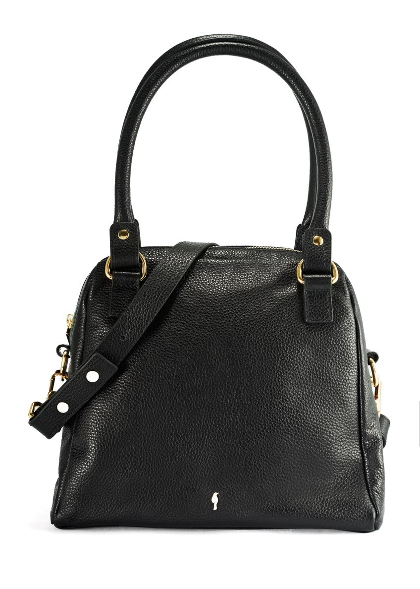 Black leather women's handbag TORES-1183-99(Z25), product view from the front on a white background.