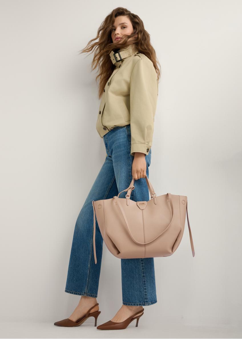 Beige large shopper bag TOREC-1201-1B(W26)