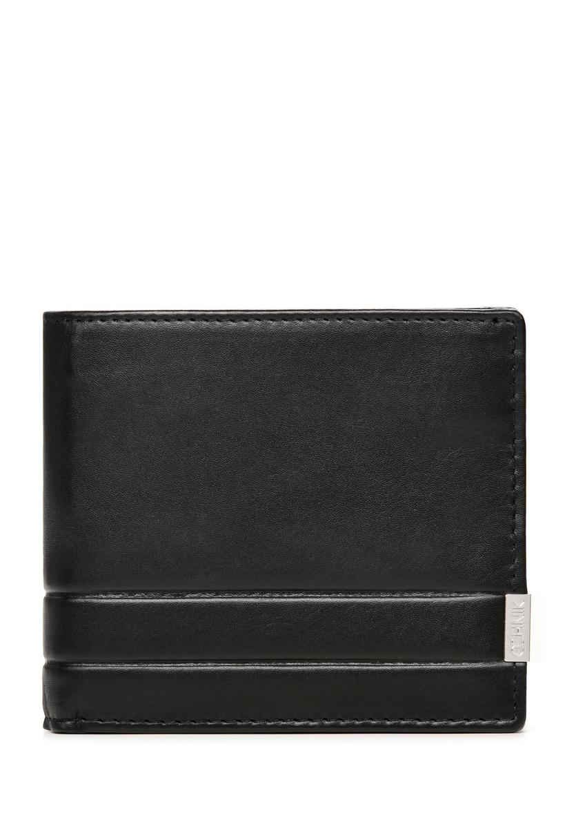Men's leather black wallet PORMS-0142B-99(Z25) - front product view on white background.