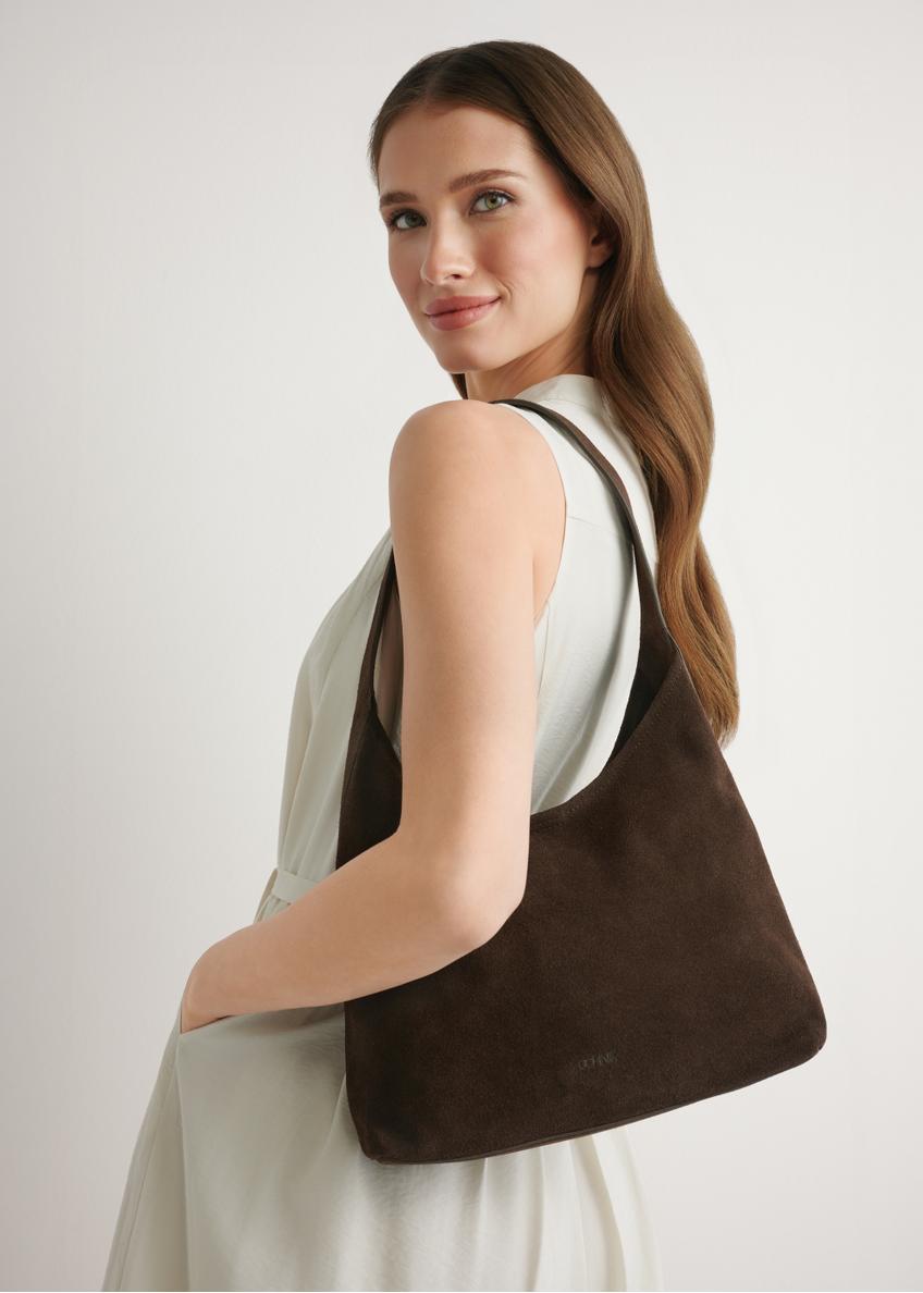 Brown suede women's handbag TORES-1308-1I(W26)