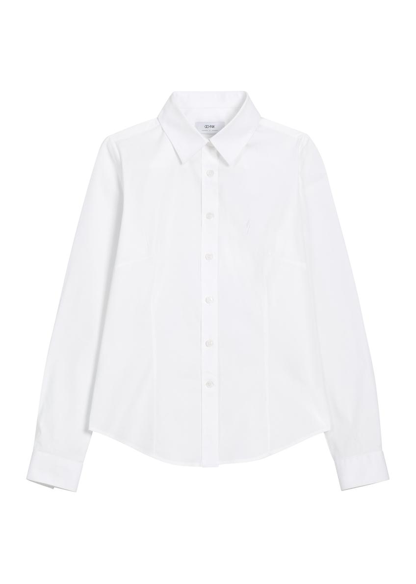 Women's white cotton shirt KOSDT-0190-0A(Z26)