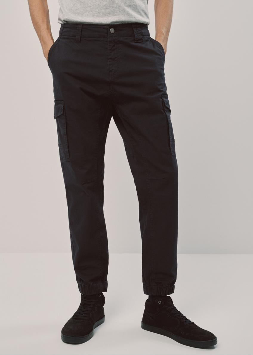 Navy blue men's cargo pants SPOMT-0091-69(Z23)-01