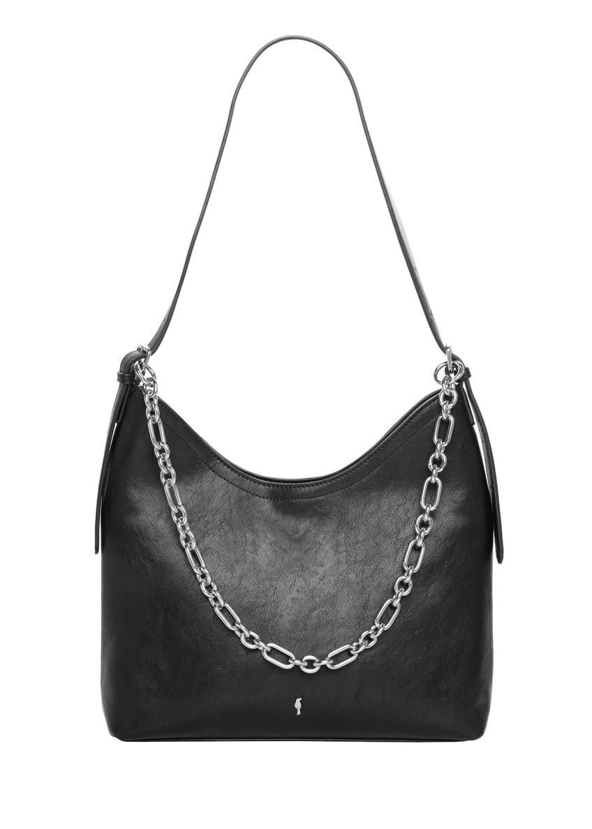 Black women's handbag with jewelry accent TOREC-1325-99(Z26), front product view on a light background.