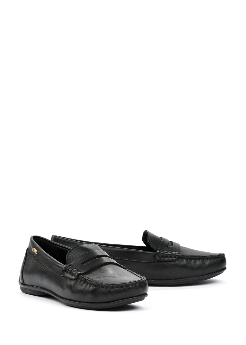 Black leather women's loafers BUTYD-1054A-99(W25)