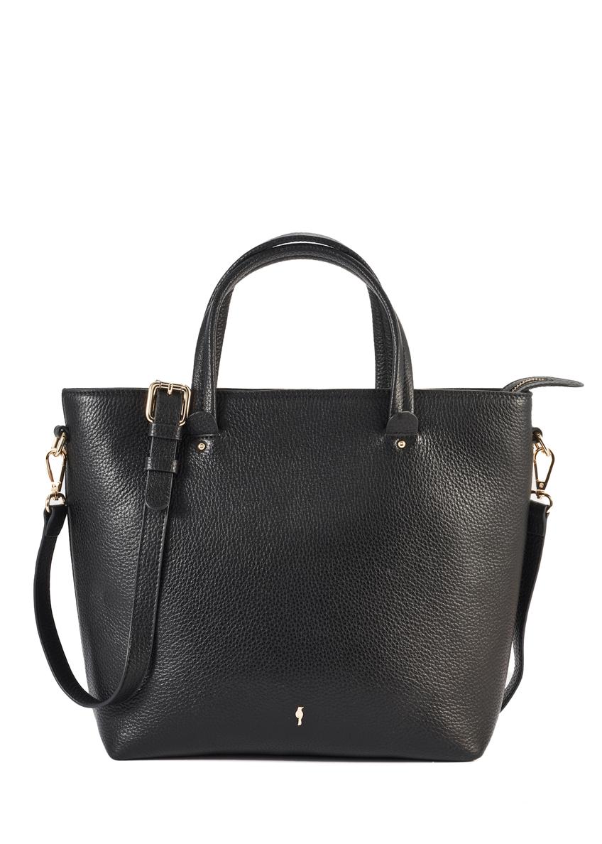 Black leather shopper bag TORES-0728D-99(Z25)