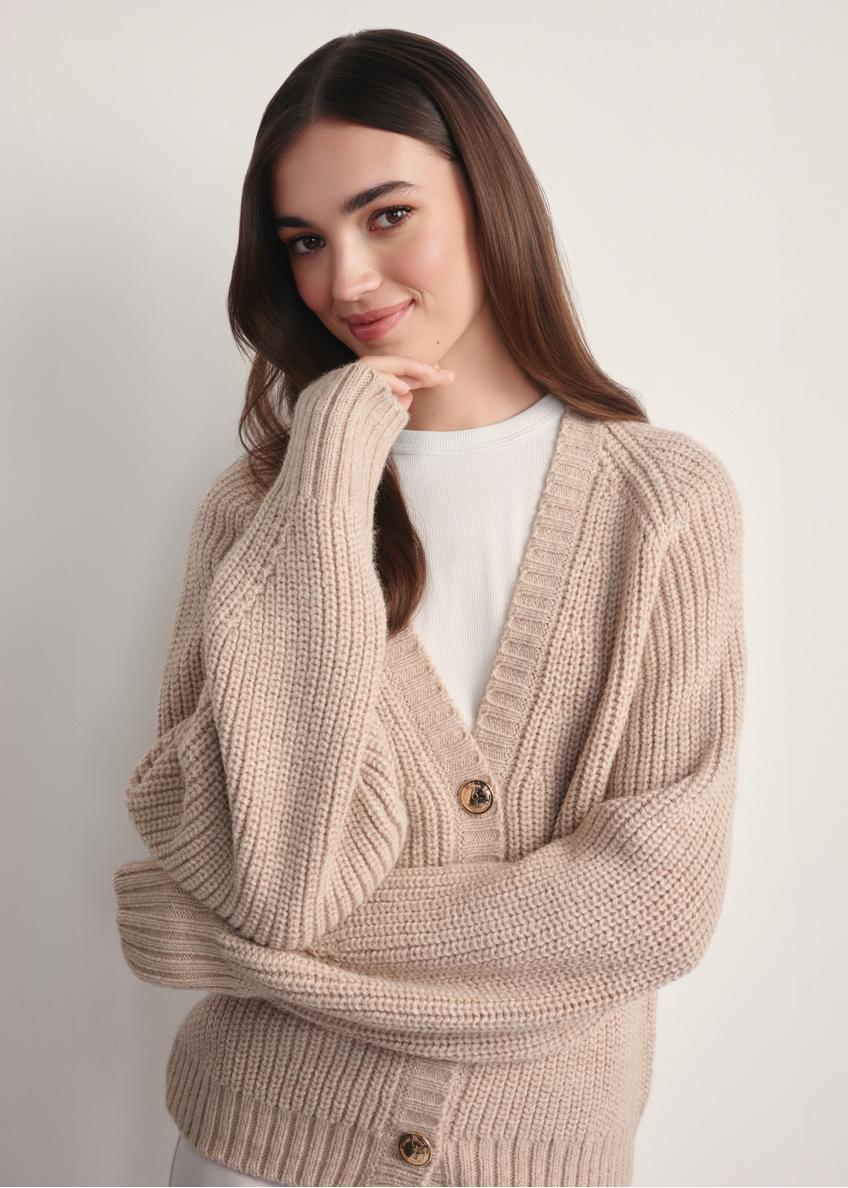 Beige women's cardigan KARDT-0036-81(Z25)