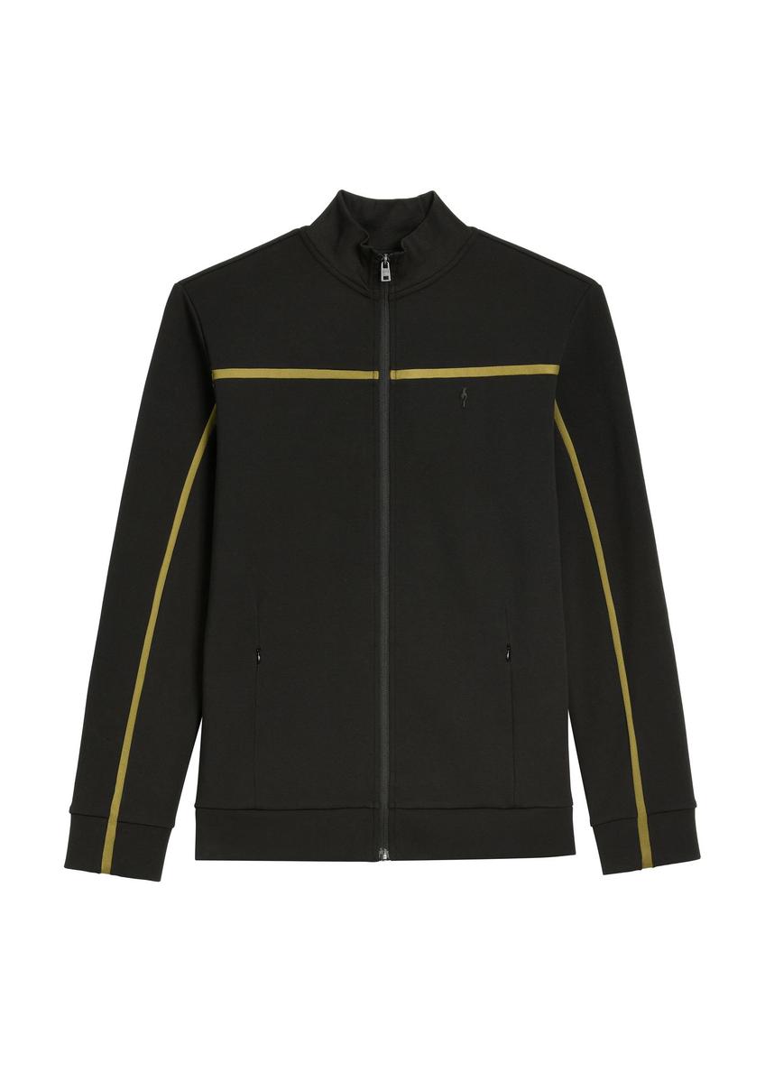 Black men's zip-up sweatshirt with stand-up collar BLZMT-0082-99(Z26)