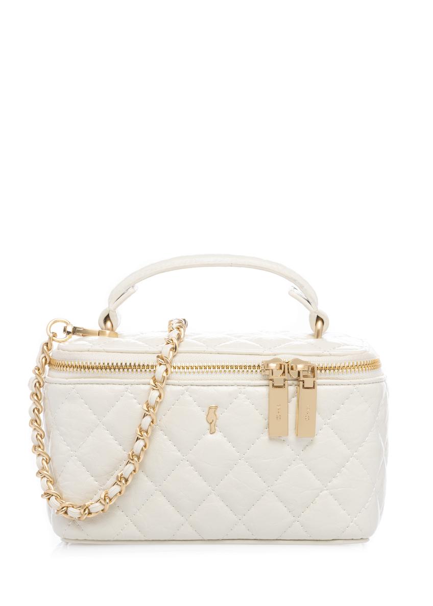 Cream women's cosmetic bag TOREC-1197-0A(W26), front product view on white background.