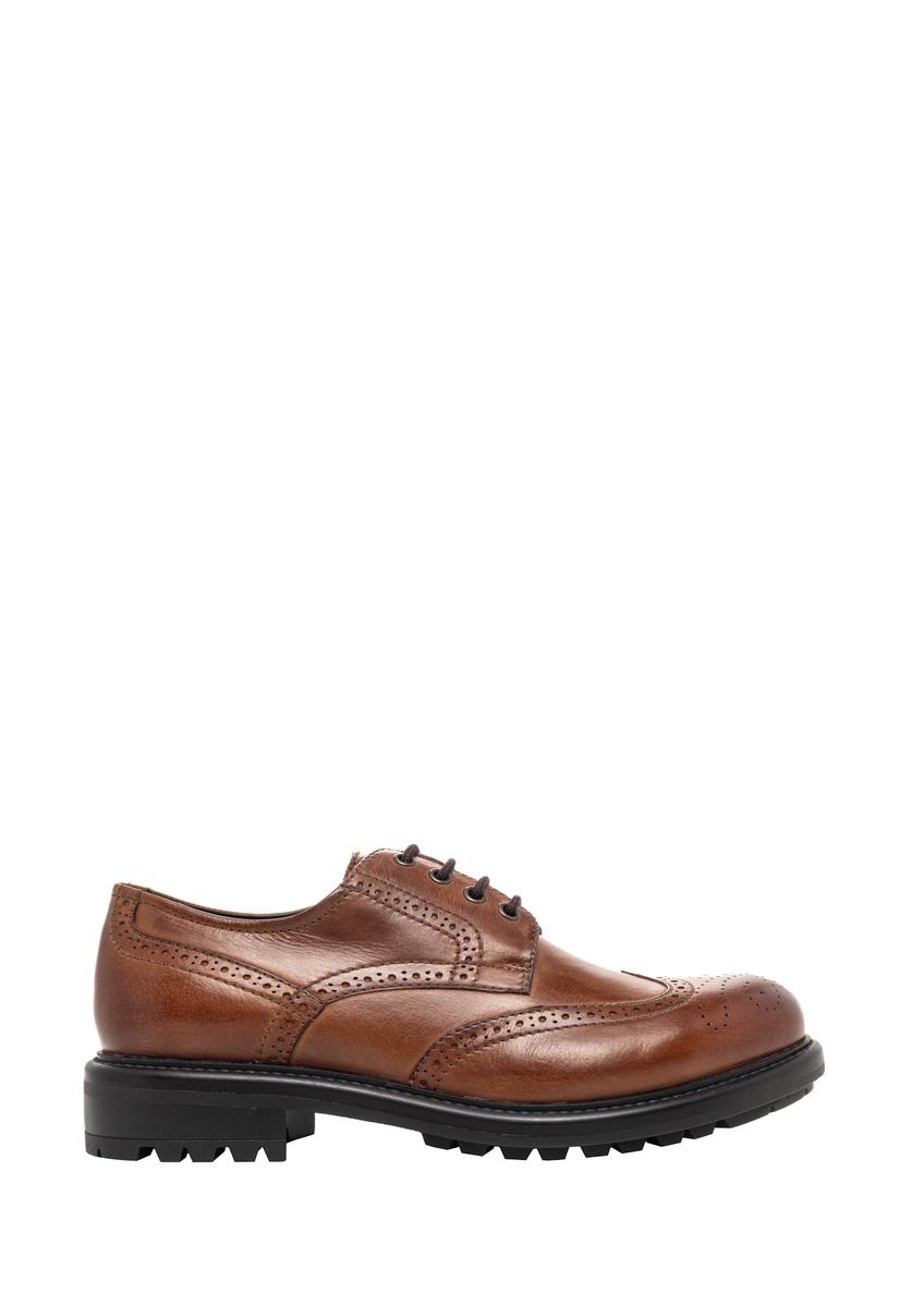Brown leather men's shoes BUTYM-0548-1H(Z26), side view of the product on a white background.
