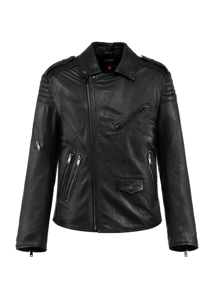 Men's black leather jacket vintage KURMS-0367-2802(W25)-05