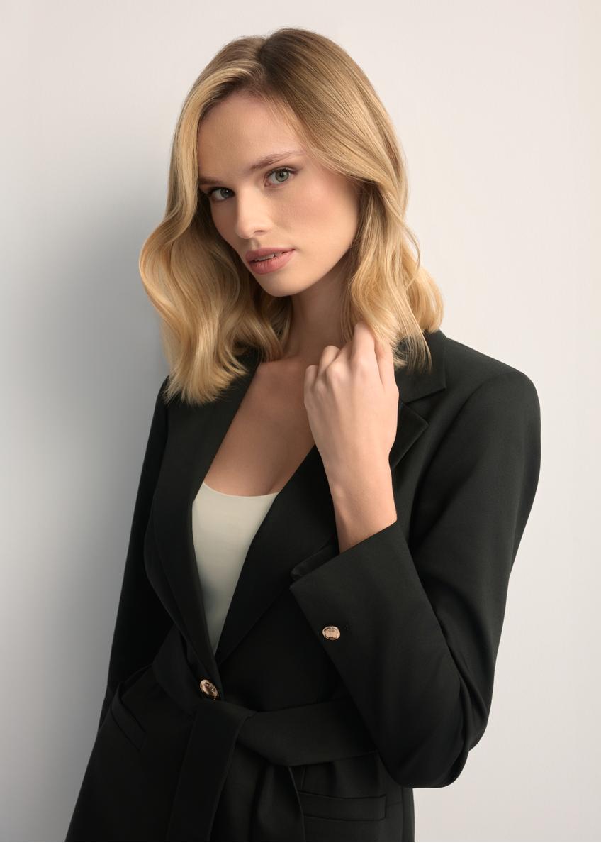 Women's black blazer with belt ZAKDT-0030-99(W25)