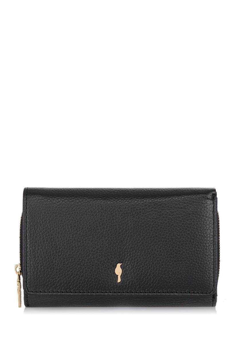 Large black leather women's wallet PORES-0801R-9I(W26), front product view on white background.