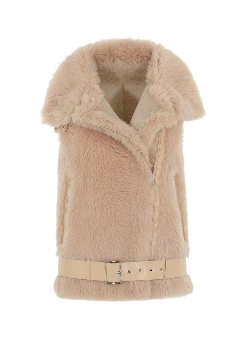 Beige women's vest with belt KAMDW-0001-81(Z21)-05