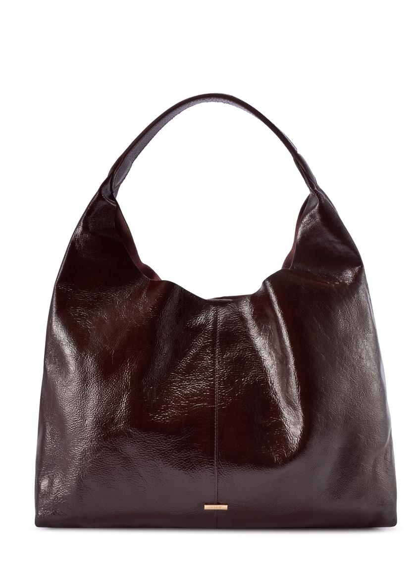 Large brown leather women's handbag TORES-1179-1I(W26), front product view on white background.