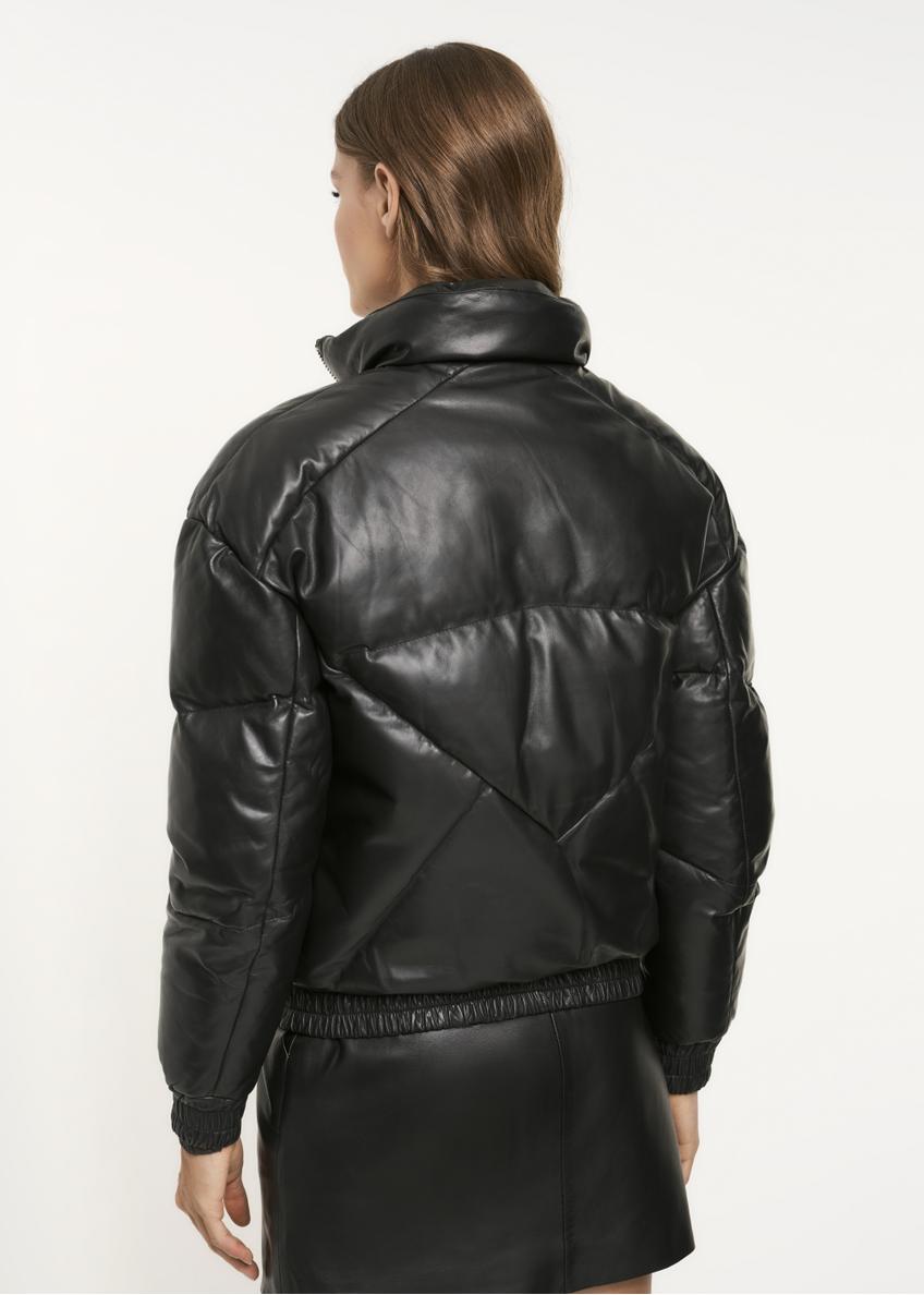 Women's black leather down jacket KURDS-0388-5339(Z22)