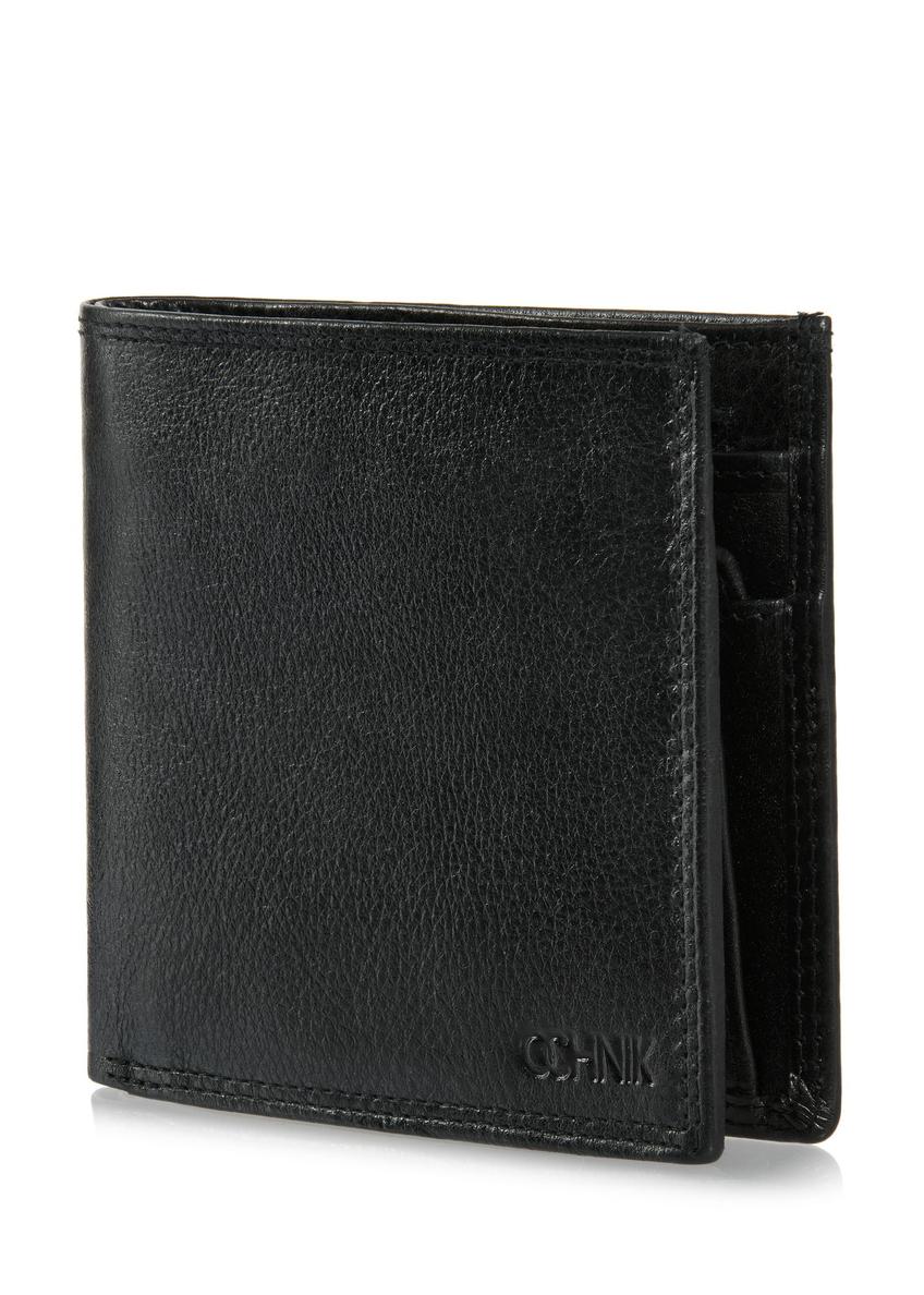 Unbuttoned black leather men's wallet PORMS-0551-99(W24)