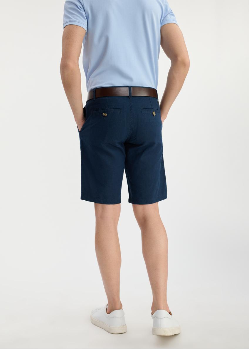 Navy blue linen men's shorts SZOMT-0030-68(W25)