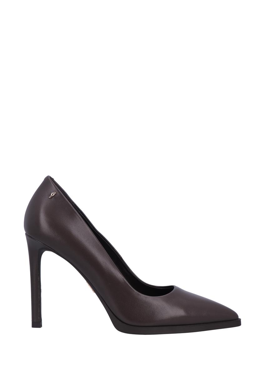 Brown leather women's high heels BUTYD-1217-1I(Z26), side product view on white background.