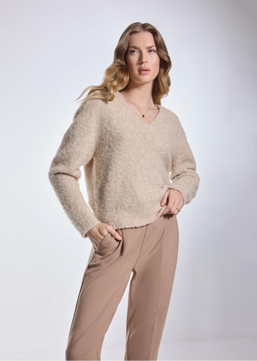 Beige warm women's sweater SWEDT-0207-82(Z24)-02