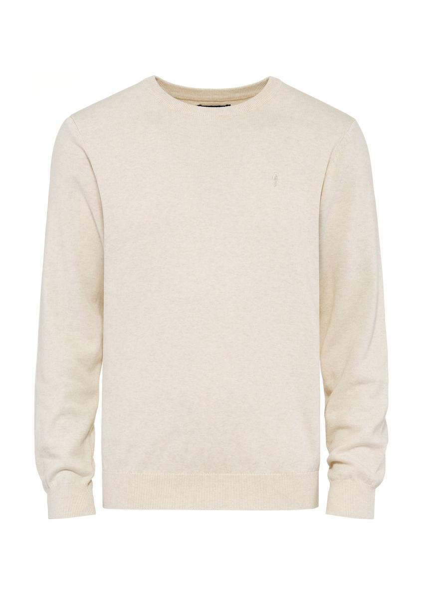 Beige cotton men's sweater SWEMT-0114A-80(Z25) - front product view on white background.