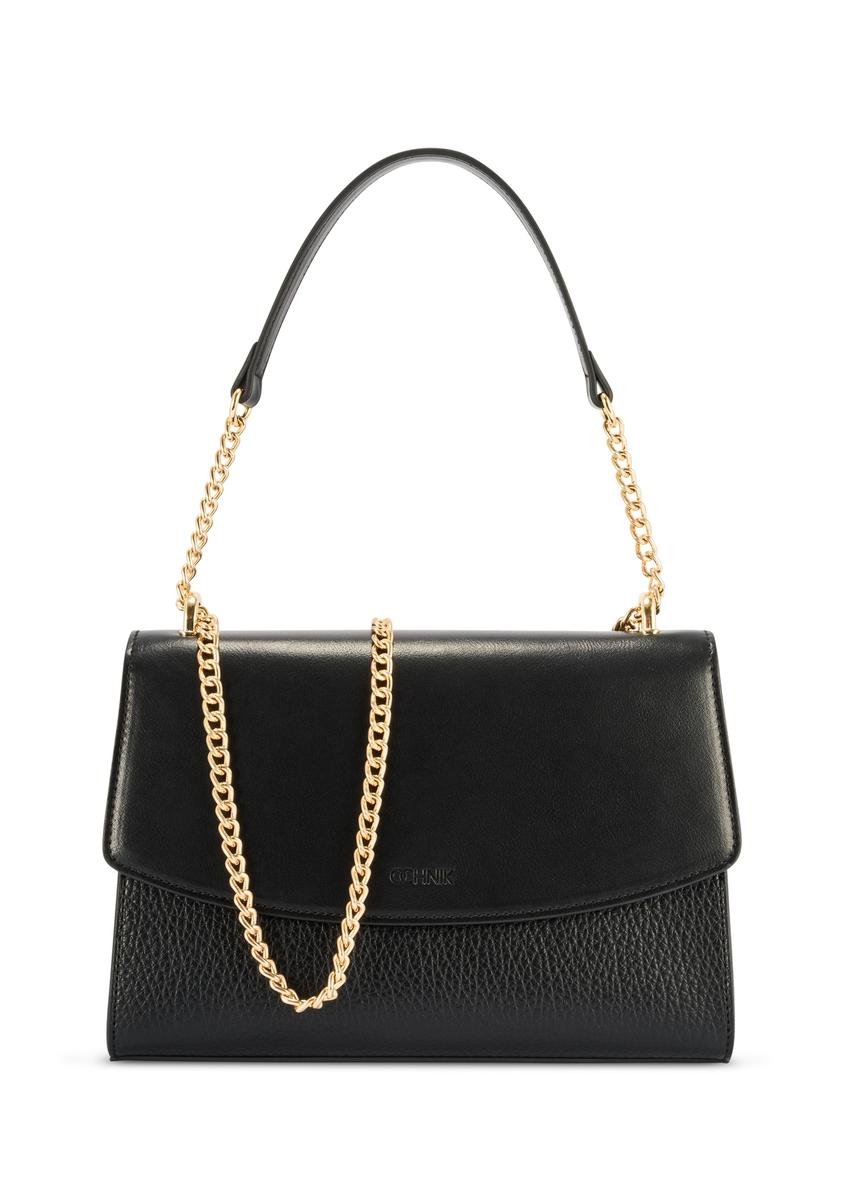 Black elegant women's messenger bag TOREC-1165-99(W26) - front product view, on a white background.