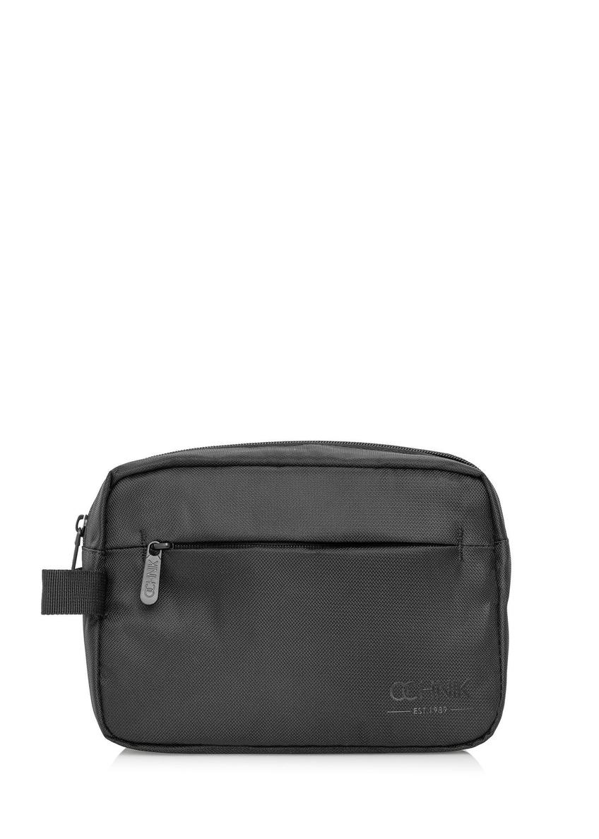 Black men's cosmetic bag TORMN-0267C-99(Z25), front product view on white background.