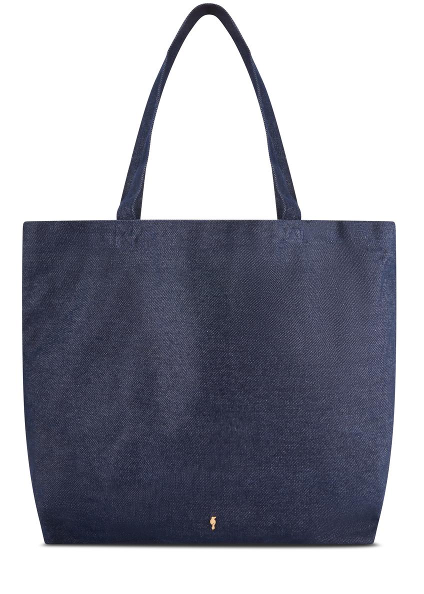 TOREN-0334-7H(W26) denim shopper bag, front product view on white background.