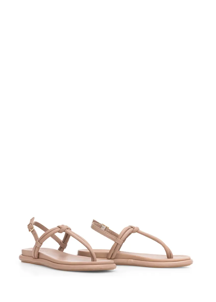 Leather sandals in ash beige color BUTYD-1165-93(W25)