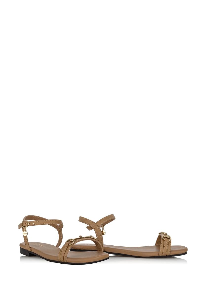 Beige leather sandals with buckle BUTYD-1056-81(W24)