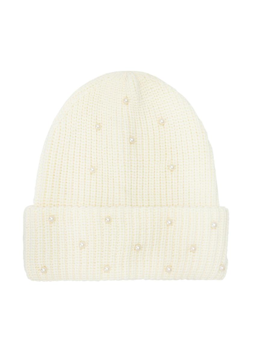 White women's wool hat CZADT-0202-11(Z25), product view from the front on a white background.