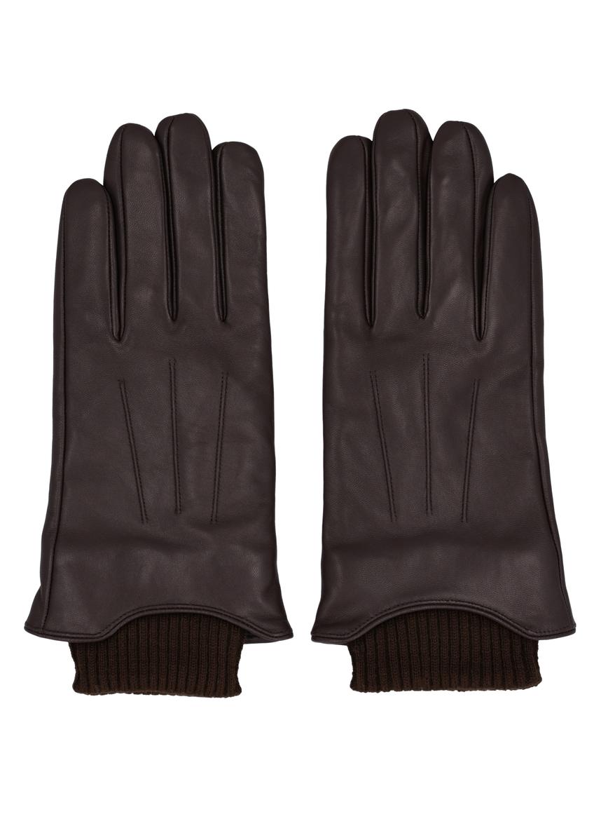 Men's brown leather gloves REKMS-0023-1I(Z26)