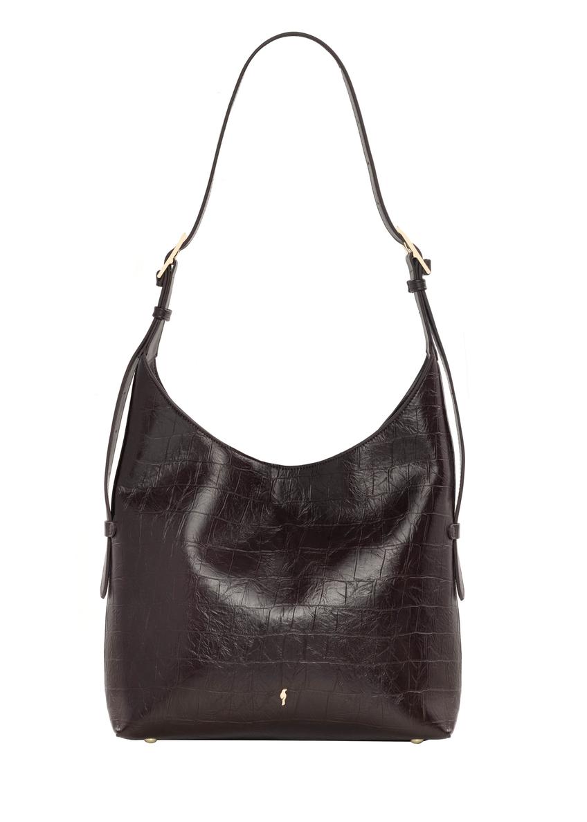 Burgundy croco women's shopper bag TOREC-1306-4D(Z26), front product view on white background.