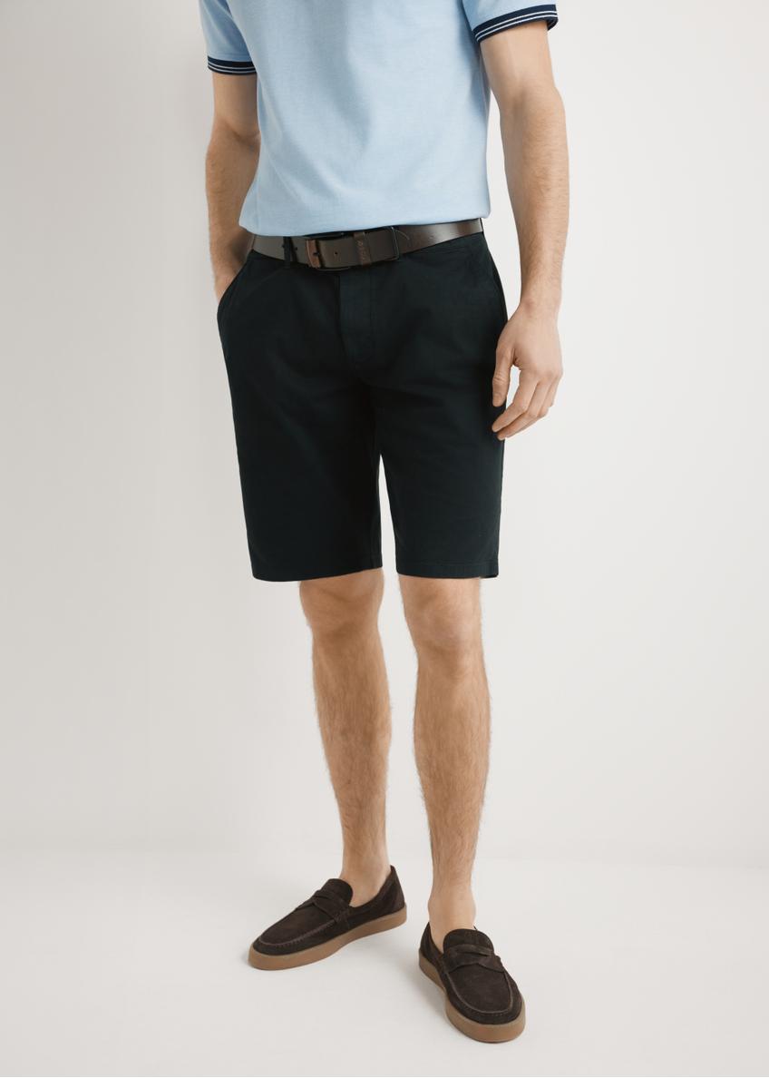 Men's black cotton shorts SZOMT-0029-99(W26), front view of the product on the model. Half of the silhouette visible.