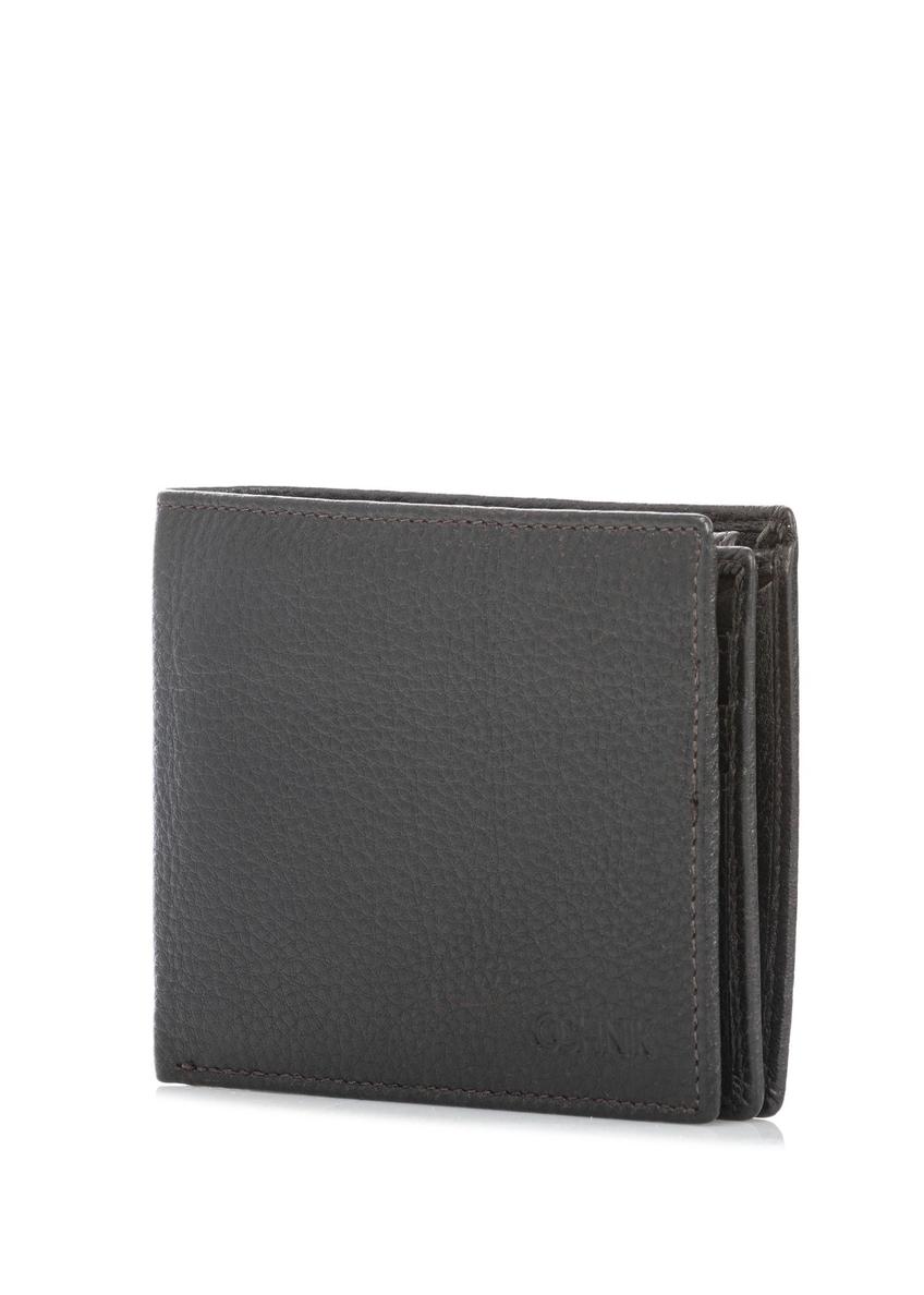 Dark brown small leather men's wallet PORMS-0687-1I(W26) - diagonal product view, on white background.