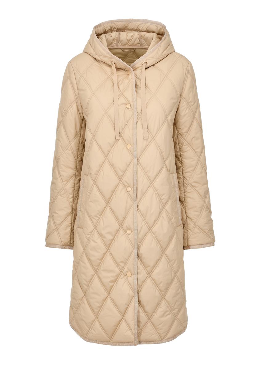 Beige quilted insulated jacket for women KURDT-0510-81(W24)-04