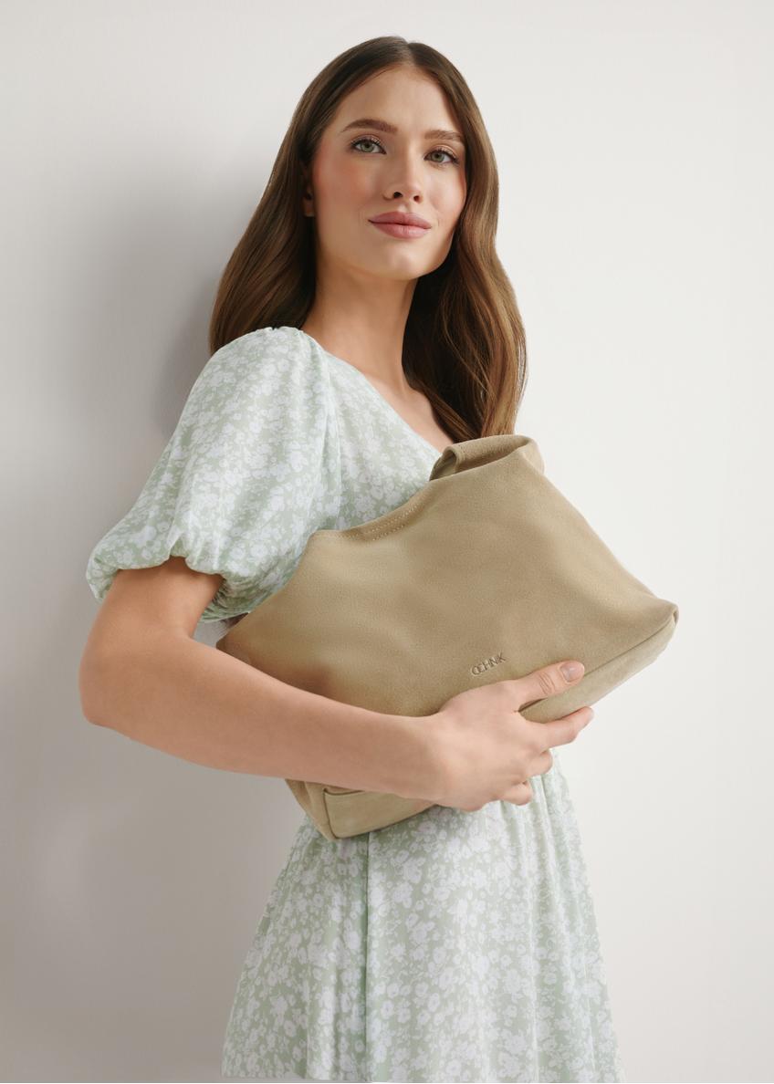 Cream suede women's handbag TORES-1308-0B(W26)