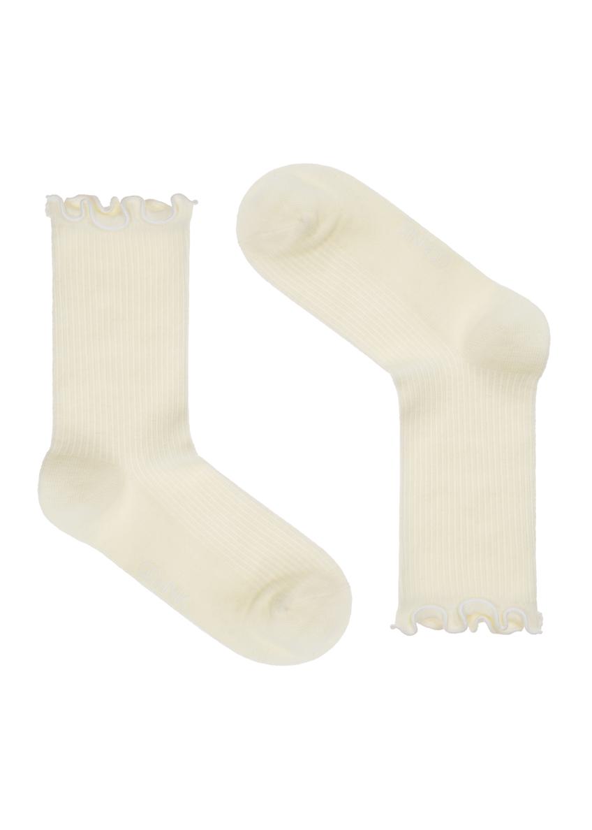 Cream women's socks with frill SKADT-0060A-12(Z23)-01