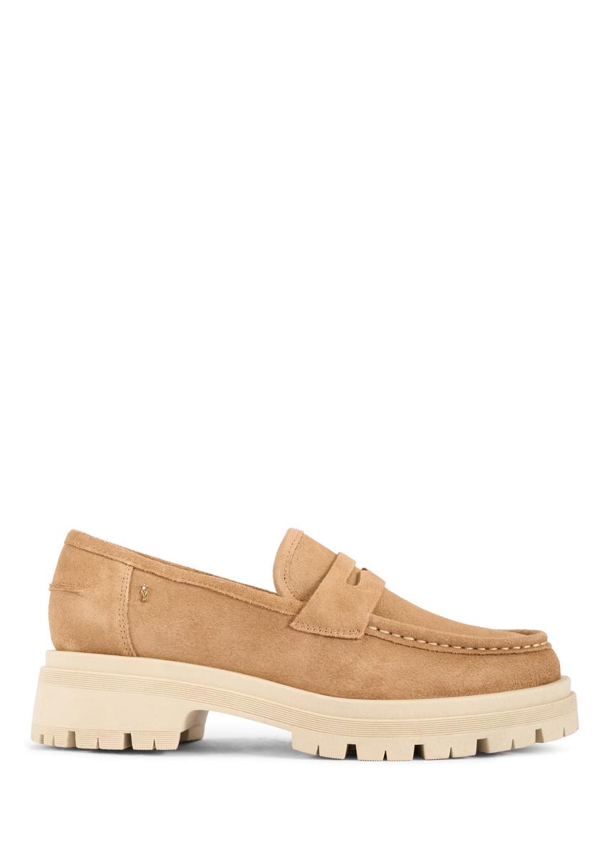 Beige leather platform loafers BUTYD-1069-1B(W26)