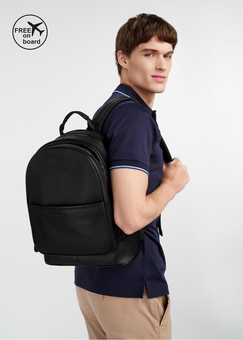 Black leather men's backpack PLCMS-0017R-99(W25)