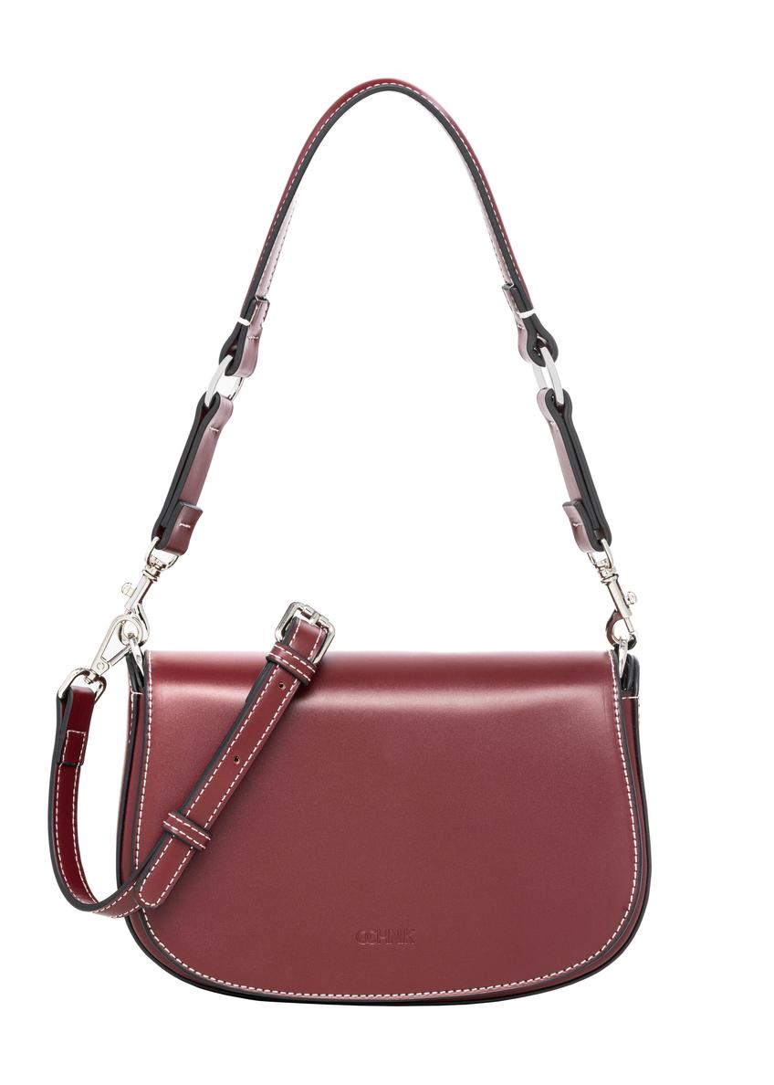 Dark red women's handbag with stitching TOREC-1380-4C(Z26)